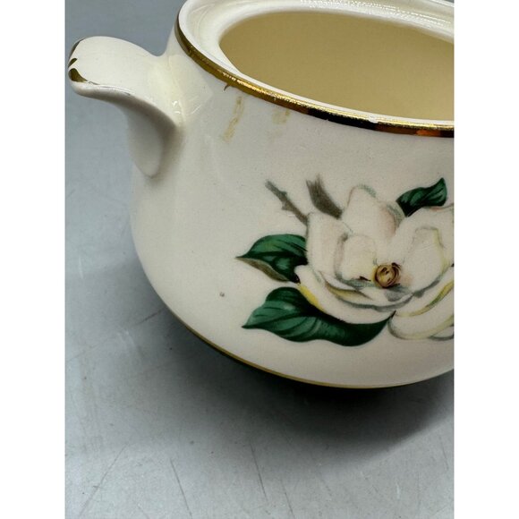 Vintage Cavalier egg shell Homer laughlin Porcelain Sugar Bowl Lid Magnolia READ - Picture 9 of 12